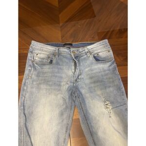 STEVES JEANs Mens Sz 32x30 Distressed Light Wash Denim Straight Leg